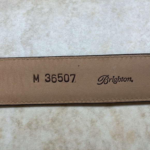 Brighton Belt Embossed Alligator Buckle Croc Leather Vintage Brown Silver Size M - Picture 4 of 12